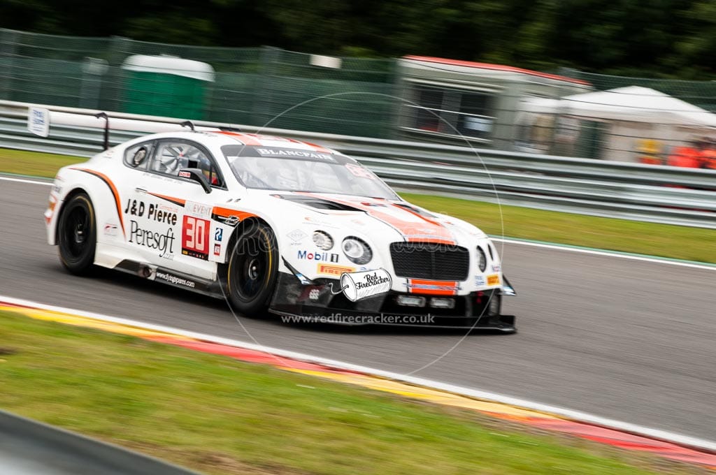 No 30 Team Parker Racing Bentley Continental GT3, Chris Harris, Derek Pierce, Carl Rosenblad, David Perel, Total 24 Hours of Spa, 26th - 31st July 2016